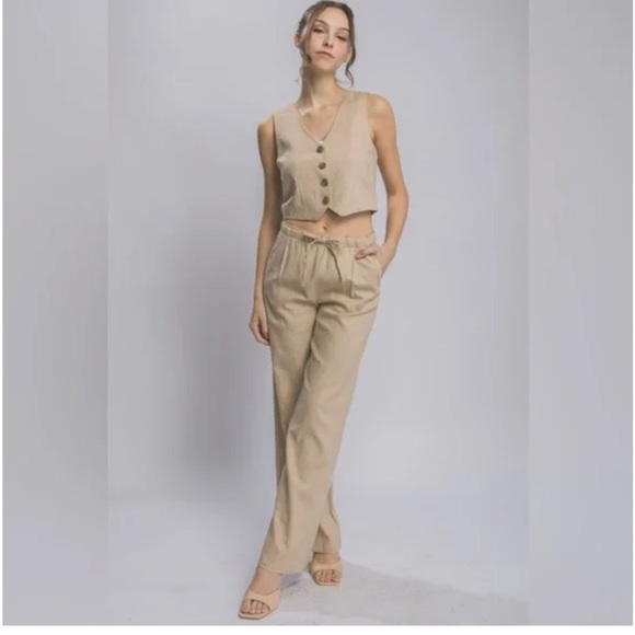 💚💚LOVE TREE GREEN LINEN PANTS-NWOT💚💚 - Picture 3 of 13